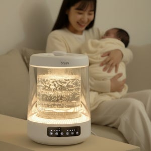 브리브 가열식 가습기 4L 대용량 물멍 무드등 저소음 내열 유리 글라스