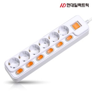 국산 접지 과부하차단 6구 1.5M 멀티 콘센트 개별 멀티탭