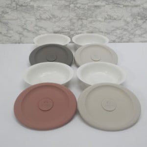 도자기 바로한끼 밥용기 355ml+450ml 4조 실리콘 스팀홀 전자렌지 이유식 햇쌀밥용기