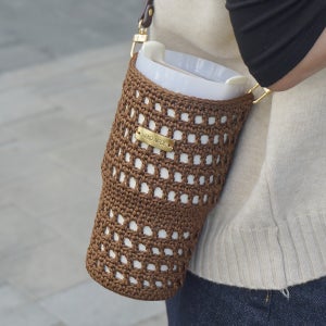 뜨개 텀블러백 스탠리 텀블러 전용 커버 뜨개 완제품 스트랩 포함