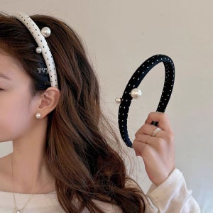 도트 진주 머리띠 물방울무늬 우아한 머리장식 볼륨 헤어밴드