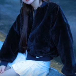 나이키 스우시 양면 블루종 항공 점퍼 집업 자켓 블랙 우먼스