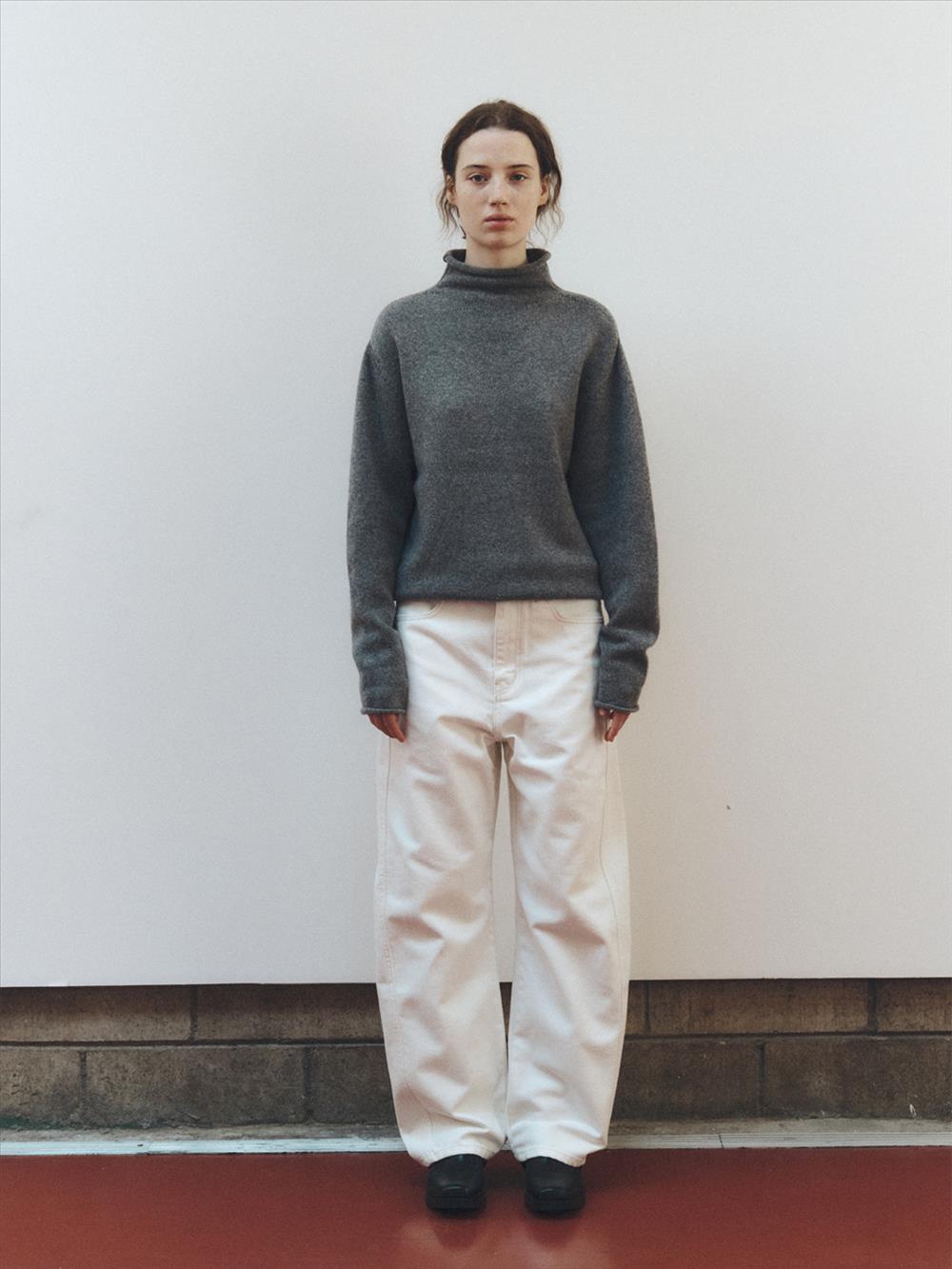 [리플레인] [리플레인]_CASHMERE BLEND HIGH NECK TOP_GREY