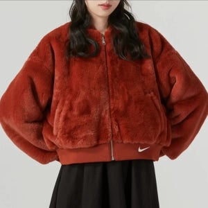 나이키 스우시 양면 블루종 항공 점퍼 집업 자켓 레드브라운 우먼스 FB8693-832