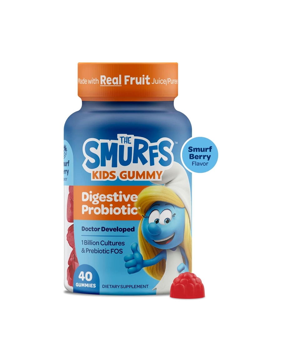 <b>VITABURST</b> 더 스머프 키즈 다이제스티브 프로바이오틱 10억 CFU 프리바이오틱 FOS 40구미