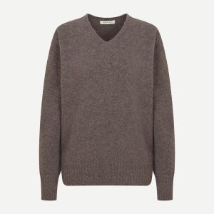 [캐리스노트] 니트 SET 브이넥 캐시미어 스웨터 브라운 CNEWSW901BR