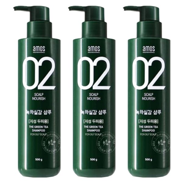 아모스 녹차실감 지성샴푸 500g 3개