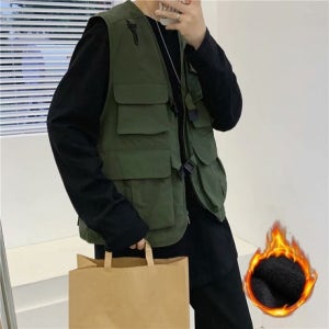 남성 박시한 스트릿 포켓 패션 베스트 조끼 IS-BT12N