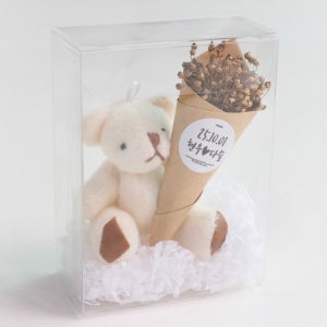 메탈릭 미니안개 곰인형 초미니꽃다발 드라이 프리저브드플라워 꽃선물