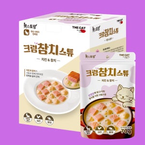 캣스토랑 크림밀크 고양이 습식 파우치 간식 닭고기+참치, 70g, 8개