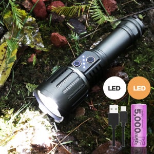 비센드 고성능 충전식 듀얼 LED 손전등 후레쉬 캠핑 작업용 T500