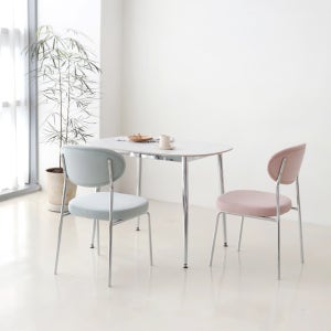 바닐라 타원 테이블 2인용 4인용 저소음 포세린 세라믹 화이트 식탁 1000mm, 실버프레임