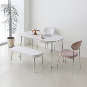 바닐라 타원 테이블 2인용 4인용 저소음 포세린 세라믹 화이트 식탁 1200mm, 실버프레임