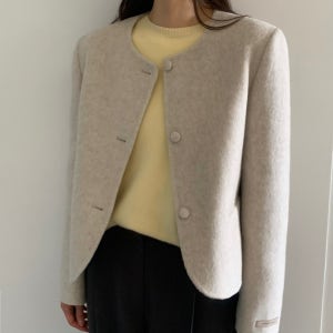 울80 노카라 라운드 싱글 숏 핸드메이드 자켓 코트
