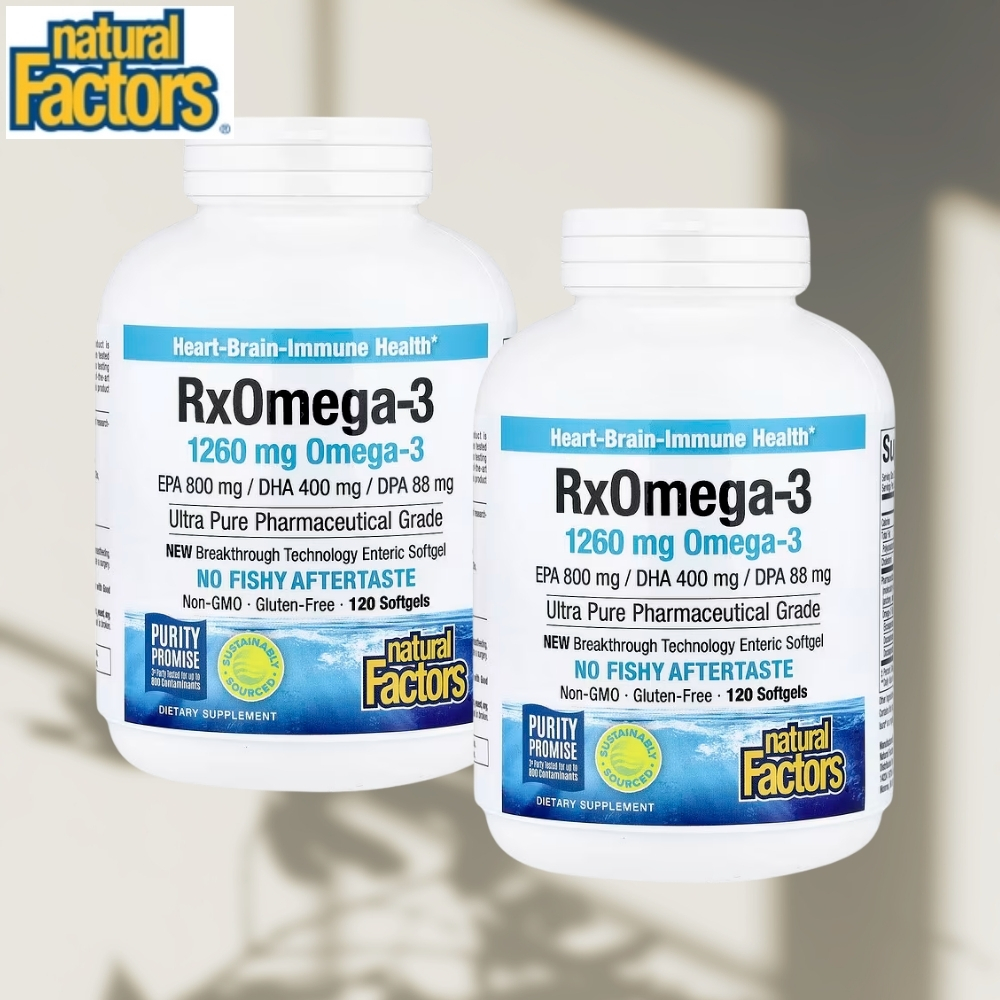 내추럴팩터스 <b>RX 오메가</b>3 DHA DPA EPA 피쉬오일 120정 2개