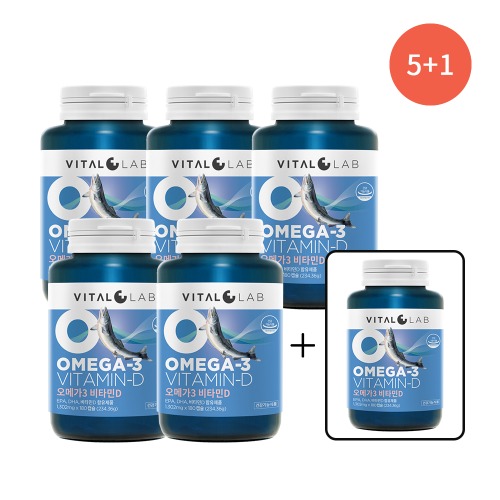 <b>바이탈랩</b> 알티지 오메가3 <b>비타민d</b> 1300mg 180캡슐 6개월 5+1 기획세트