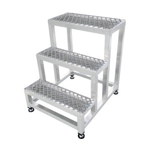 [유앤세이프]알루미늄 중량형 매쉬발판 3단 계단 조절좌타입 안전 작업발판 미니 계단