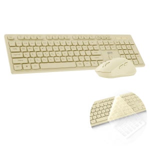 지클릭커 오피스프로 WMK10 인체공학 슬림 무소음 무선 키보드 마우스 세트 옐로우