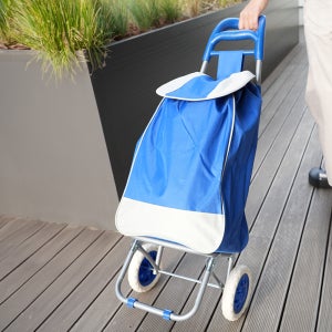 시장가방 장바구니 바퀴달린 접이식 장보기카트 손수레 캐리어 - 블루
