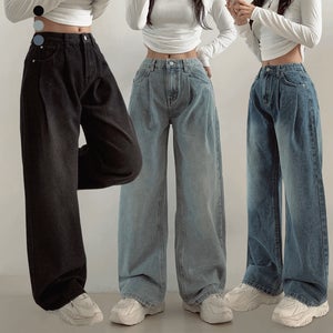xl까지 더블핀턱 빈티지청바지 와이드데님 커브드진 루즈핏