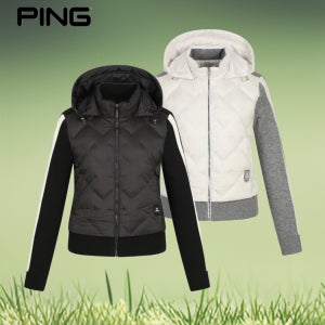 핑 골프웨어 여성 골프 점퍼 하이브리드 후드 니트 구스 다운 점퍼 2E4JP285