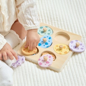 쏠앤샘 유아 원목 공룡 꼭지퍼즐 유아퍼즐 돌아기장난감