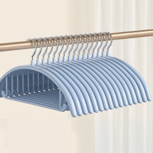 미끄럼방지 논슬립 옷걸이 어깨뿔방지 라운드형 PVC코팅 자취템 (하늘색)
