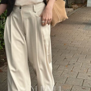 [연베이지S 당일] bronze 브론즈 폼페이 울 핀턱 와이드 팬츠 2color