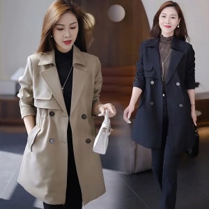캐시미어 코트 날씬해 보이고 따뜻함 패션 허리 조임 여성 트렌치코트