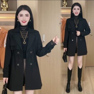 패션 허리 조임 캐시미어 여성코트빅사이즈 코트