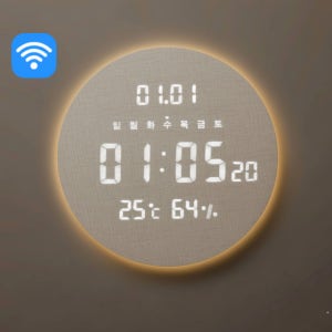베이라이트 LED 시계 원형 온습도 벽 디지털 인테리어 벽걸이 와이파이 V