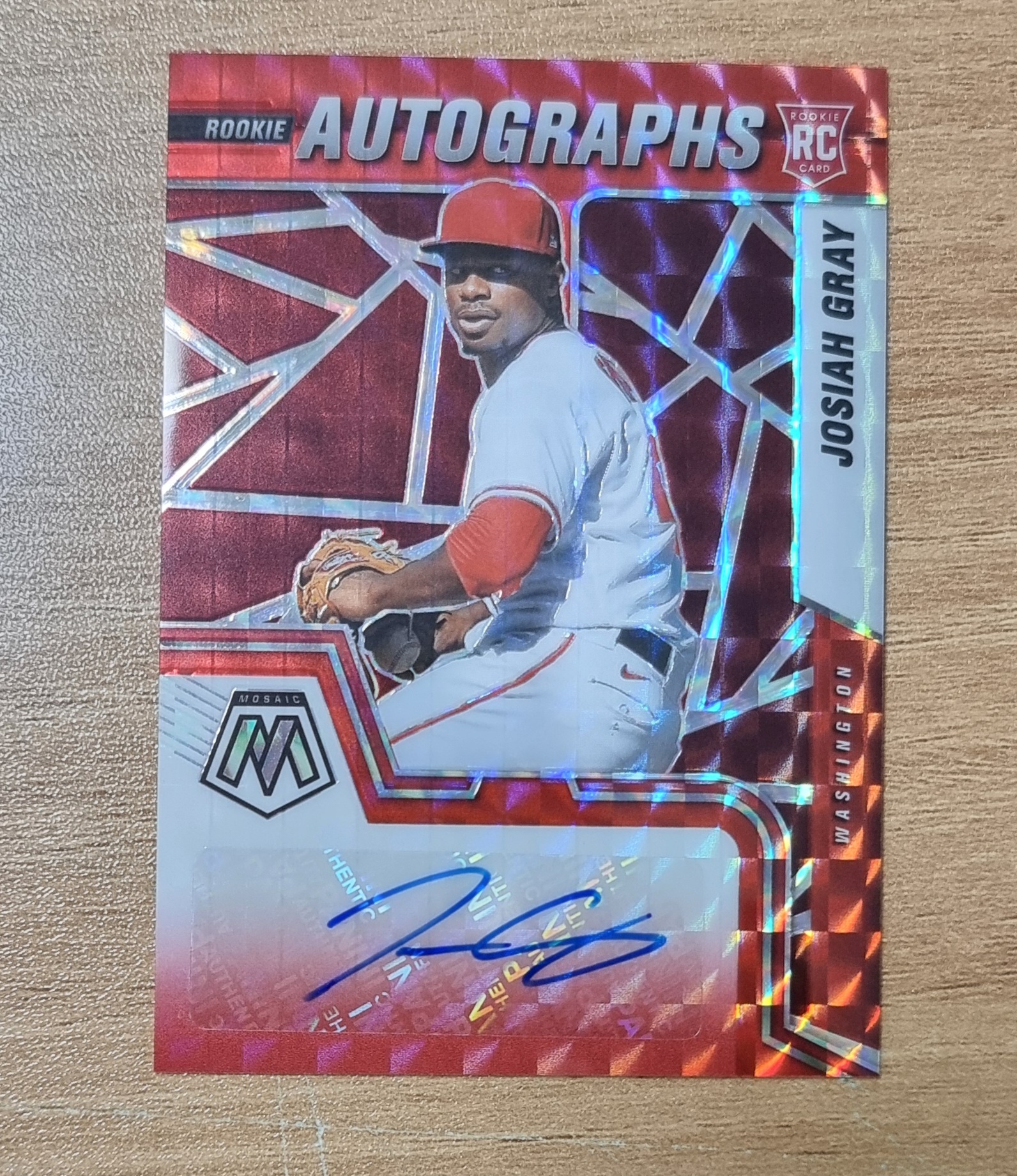조시아 그레이 루키 오토 친필사인카드 2022 Panini Mosaic Josiah Gray Rookie Fusion Red Prizm Auto RAM-JG MLB 야구카드