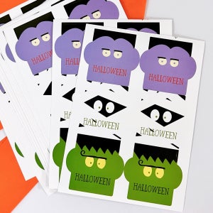 할로윈 몬스터 페이스 스티커 6p 미이라 박쥐 호박 어린이집 유치원 생일 파티 셀프 포장