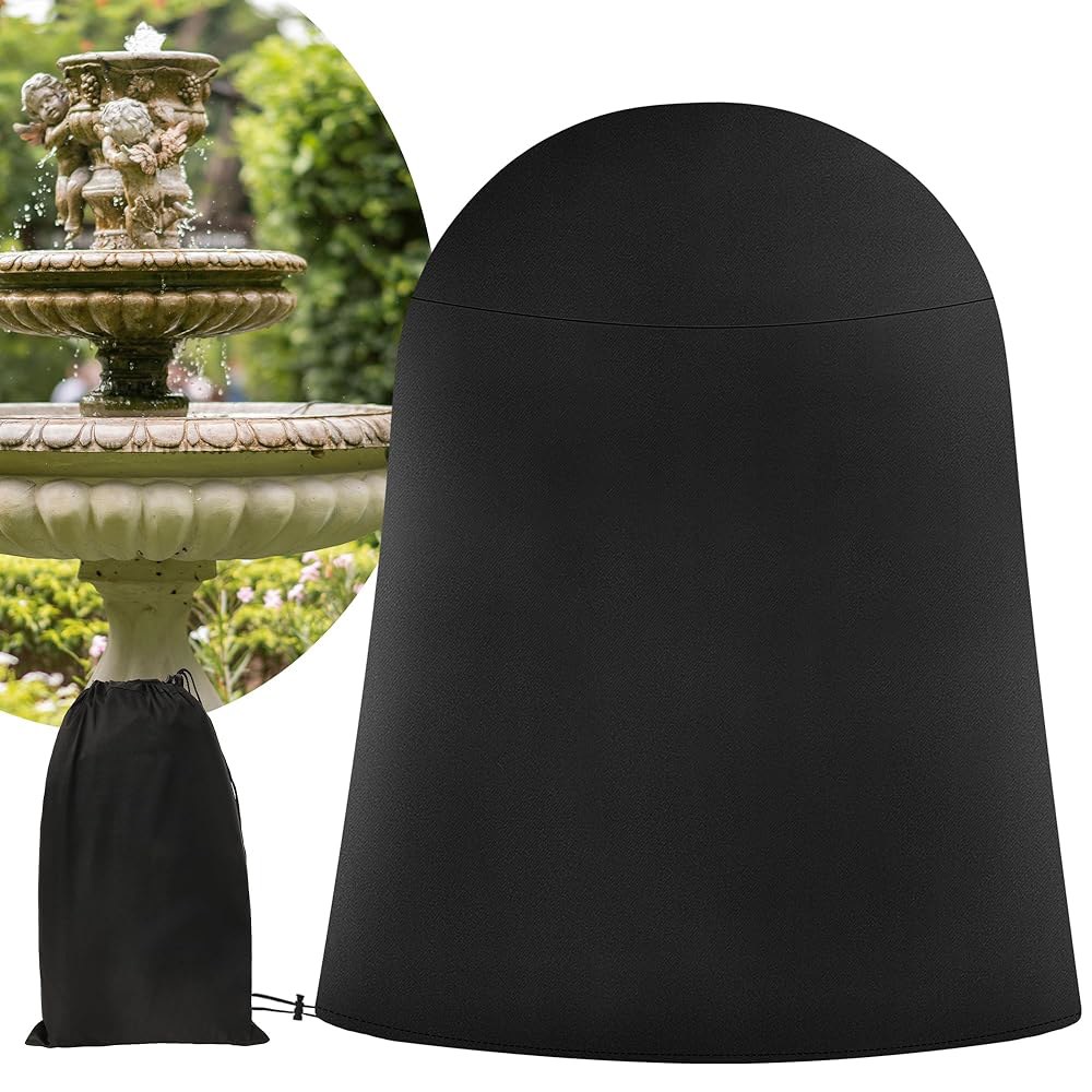 겨울용 U0U 분수 커버, 36인치 D x 42인치 H 야외 겨울 동상 분수용 드로스트링 방수 커버