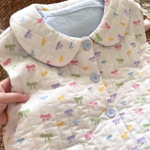 2종 리본 누빔 조끼 겨울 실내용 조끼 외출가능 생일선물