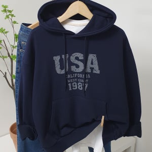 형님클라쓰 USA 프린트 커플 오버핏 남자 봄 가을 후드티