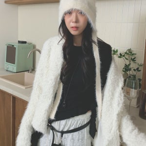 몽실랩 뽀글이 퍼 브이넥 니트 가디건