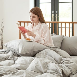 오폴레 호텔식 거위털 순면 구스이불 K 라이트그레이 한겨울용 1.8kg, 1개