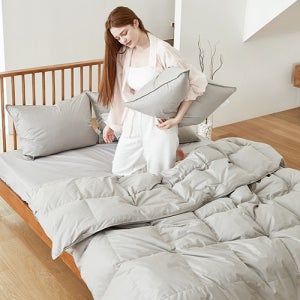 라뽐므 오폴레 호텔식 거위털 순면 구스이불 K 라이트그레이 사계절용 1.3kg, 1개