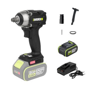 웍스 충전 임팩 렌치 20V 5.0Ah 배터리1개 12.7mm BL WE272.4 임팩트