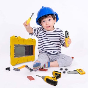 리얼 키즈툴 역할놀이 세트 공구 가방 세트 리얼 디테일 전동 드릴 라이트 역방향 정방향