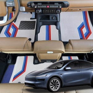 차바라기 테슬라 모델Y 주니퍼 1열+2열+트렁크 라인 디자인 매트 풀세트 카매트