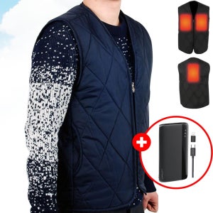 불가마 V넥 발열조끼 온열 작업복 낚시 레져 캠핑 방한용 조끼 보조배터리 세트