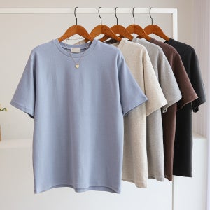 숀포트 도톰 피치 스판 루즈핏 라운드 반팔 티셔츠