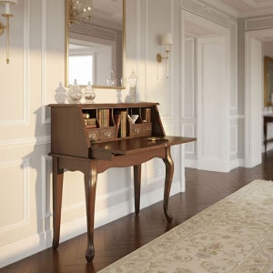 미라지가구 698DEE 원목 클래식 서재 책상 거실 엔틱 콘솔