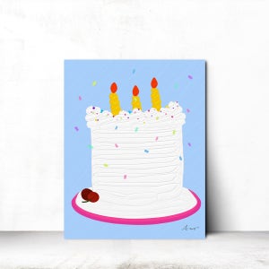 마지아갤러리 현대작가 오드리용 생크림케이크 일러스트 팝아트 거실인테리어액자 21x26cm