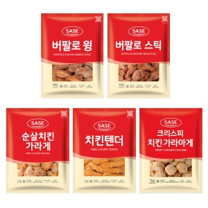 [상생e마켓] 5봉 / 사세 버팔로윙 버팔로스틱 치킨텐더 순살치킨가라게 크리스피가라아게 1kg