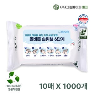 생분해 에코닉 화이트 10매 40gsm 1000개 휴대용 물티슈 판촉 홍보 전도