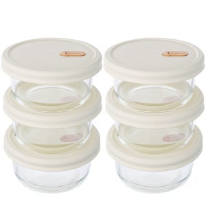 잇센스 전자렌지용 냉동밥 보관용기 소분 360ml 내열유리 6종, 용기+뚜껑, 1세트