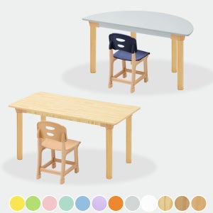 칼라 유아 1인 세트(원목원형다리) / 원목다리로 더 튼튼한 어린이 책상세트